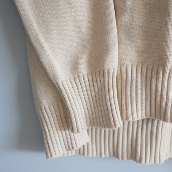 Oak + Fort Womens XS Cream Turtleneck Minimalist Knit Pullover Ribbed Sweater - Picture 7 of 11